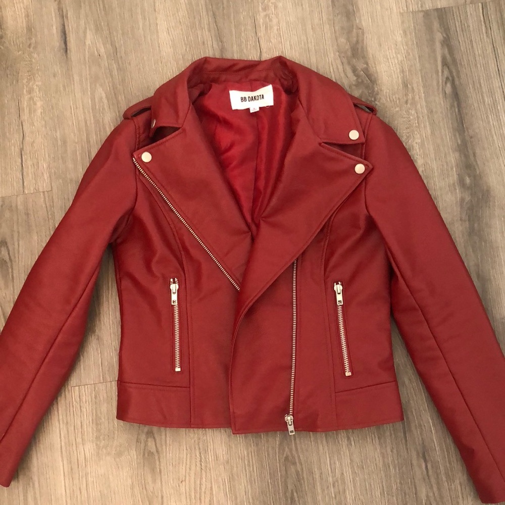 Nasty Gal red/maroon leather jacket